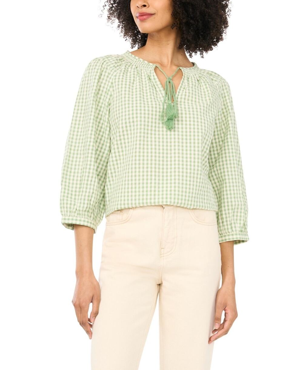 Vince Camuto Women's Ruffle Neck Blouse Green Size XL 4026